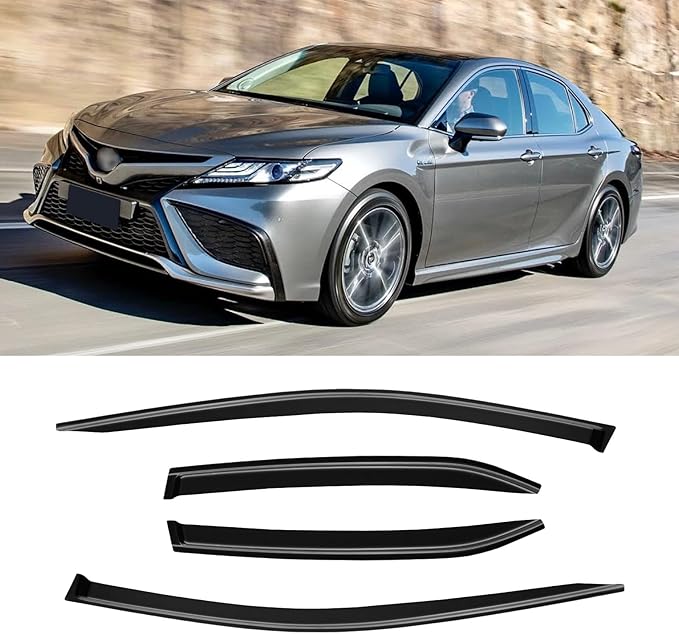 Window Rain Guards for 2018-2024 Toyota Camry, Window Visor Guard Vent Wind Shade Deflector Rain Shield Protector Sun Visor for 18-24 Camry 2019 2020 2021 2022 2023,Tape-on/Outside-Mount, 4PCS