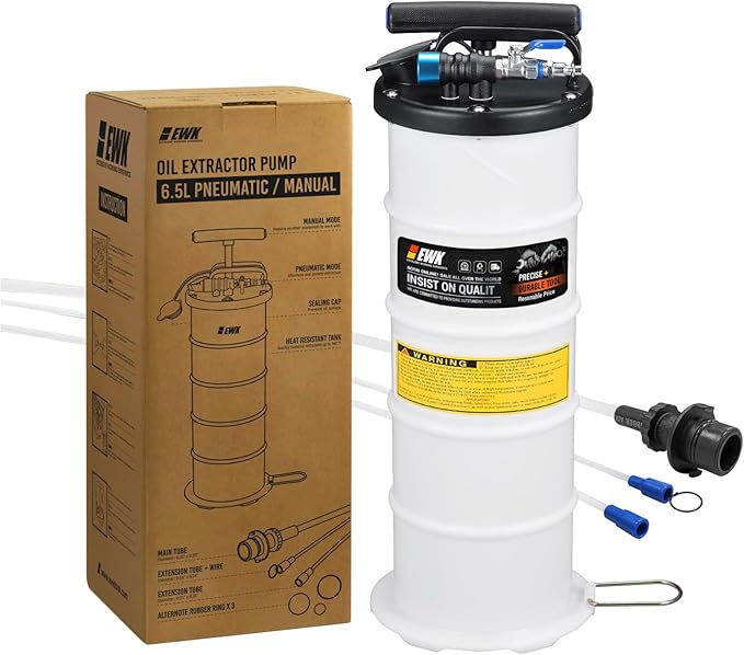 EWK 6.5L Pneumatic/Manual Oil Extractor, Oil Change Pump for Automotive Fluids Vacuum Evacuation, Fluid Extractor Pump Tool