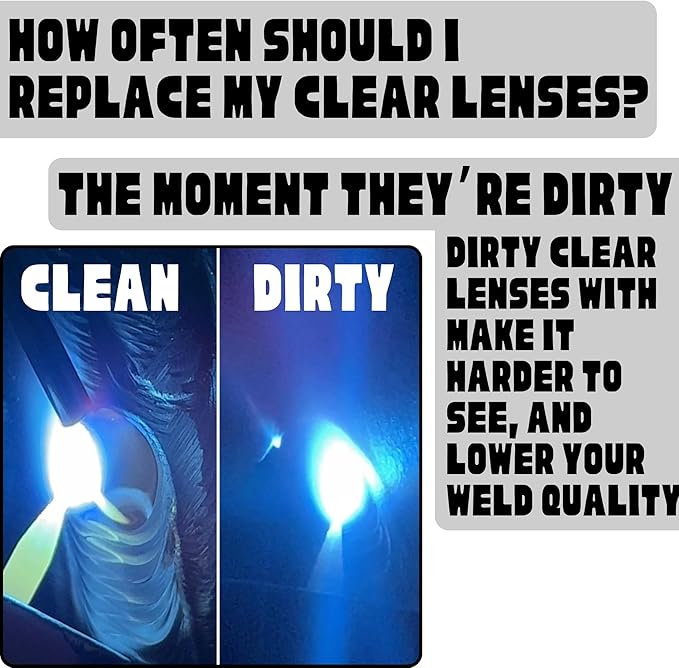 10 Pack of 2x4.25 Clear Welding Lenses, Replacement Clear Welding Lens 2x4 1/4, Welding Hood Clear Lenses, Top Protection For Welding Lens And Eyes, Lightweight, 0.04" Thick