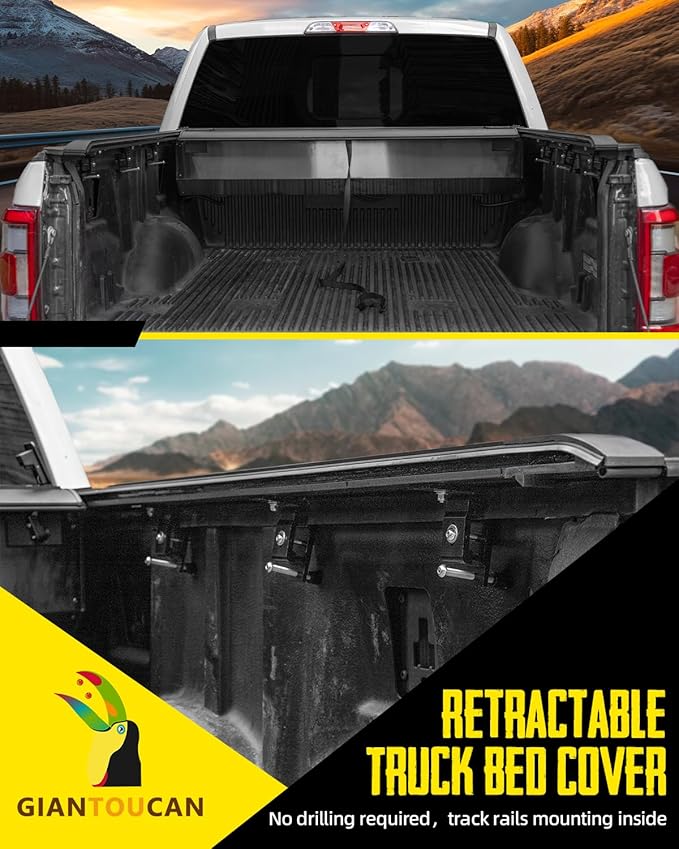Retractable Tonneau Cover Compatible with 2009-2025 Ram 1500 Classic and New Body Style 5.7ft Bed (67.4") w/o RamBox