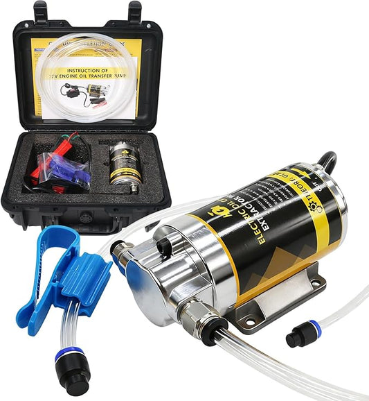 MILADO 12V 100W Electric Oil Change Extractor Pump Set,1-4L/min Fluid Transfer Pump for Engine Oil, Diesel Oil, Transmission Fluid, Gear Oil, Suitable for Boat, Car, Truck, Motorcycle, Lawnmower