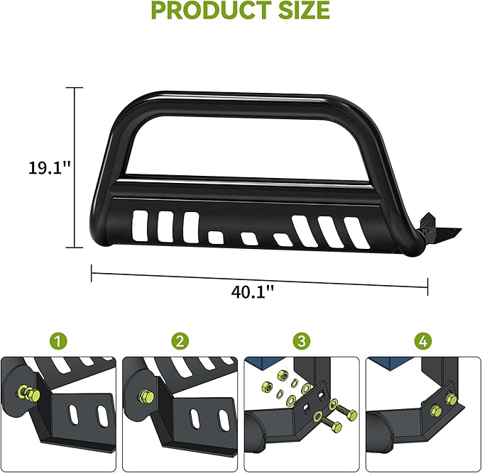 AUTOSAVER88 Bull Bar Compatible for 05-15 Toyota Tacoma 3" Tube Brush Push Grille Guard Front Bumper (Black)