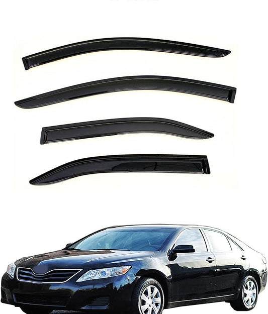 Tape On Wind Deflector Compatible with 2007-2011 Toyota Camry Sedan Smoke Sun/Rain Guards Window Visors 94425