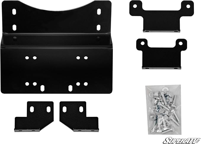 SuperATV Black Ops 4500 LB Winch with Winch Mounting Plate for 2014+ Honda Pioneer 700/700-4 | Complete Honda Pioneer Winch Kit Ready for Install | UV-Resistant Powder Coated