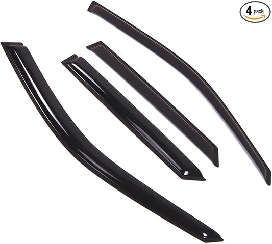 TuningPros Outside Mount Window Vent Visors Rain Guards Compatible with Mazda Protege5 2002-2005 | Side Window Wind Deflectors Rain Shields | Smoke Tinted, 4 Pcs Set, DGWV-316