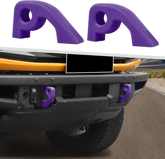 Jimen Fit for Ford Bronco 2021-2024, 2PCS Front Bumper Tow Hook Covers Protector Exterior Accessories (Purple)