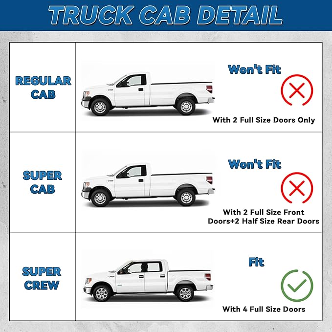 Set of 4 Front+Rear Smoke Sun/Rain Guard Wind Deflector Outside Mount Tape-On Acrylic Window Visors Compatible With 99-16 F250/F350/F450/F550 Super Duty Supercrew/Crew Cab With 4 Full Size Doors
