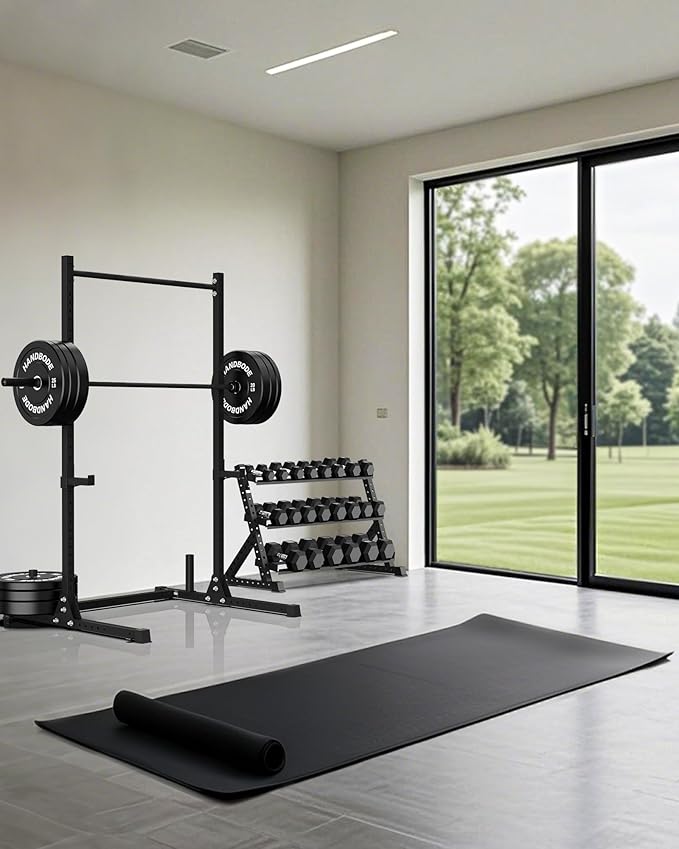 Power Cage with Pull Up Bar, Multi-Functional Squat Rack for Home Gym, Heavy Capacity Adjustable Power Rack Fit 6 FT, 7 FT Barbell, Weightlifting, Strength Training, Bench Press, Fitness