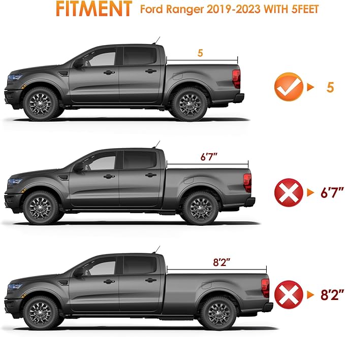 Nilight Truck Bed Cover for Ford Ranger Maverick Series
