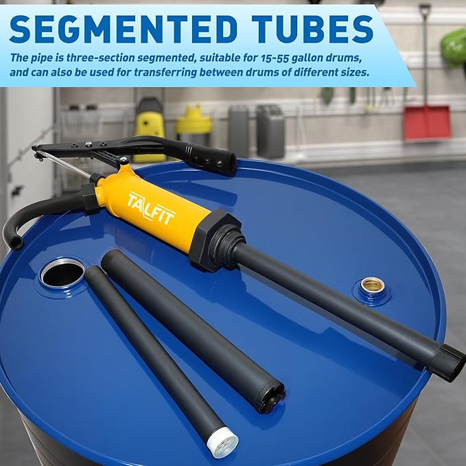 Lever Action Barrel Pump,55 Gallon Drum Pump, For Fuels, Chemicals, Corrosive Liquids, Water Based Fluids, Fits 5 to 55 Gallon Drums & Barrels (Reinforced PP - High Corrosion Resistance)