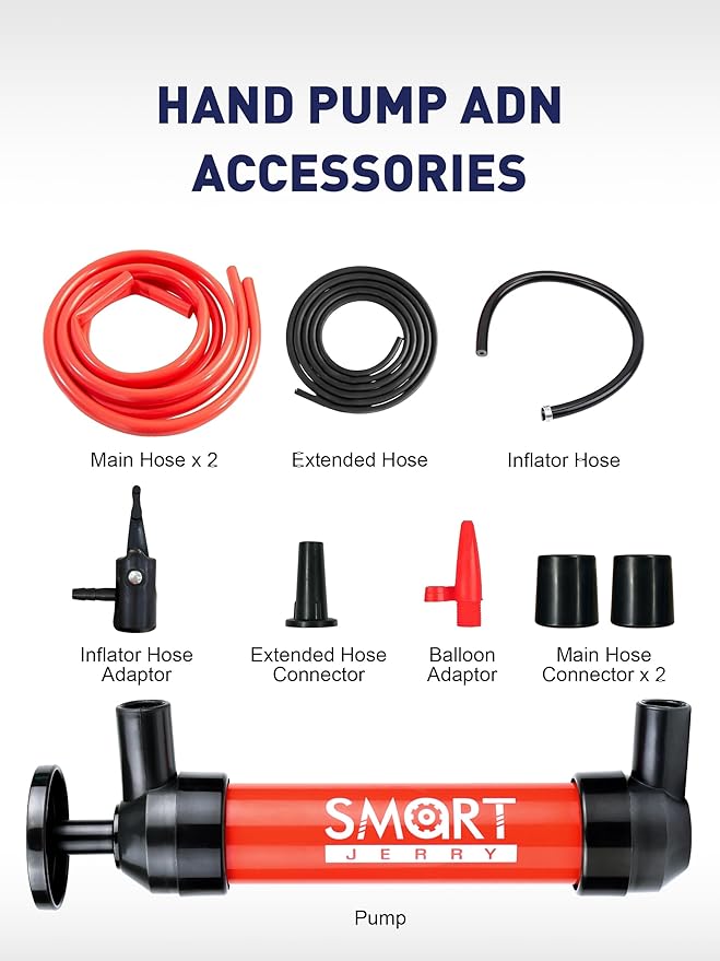 SMART JERRY - Fluid Transfer Pump Automotive, Oil Transfer Pump, Hand Pump Siphon, Multi-Use Hand Fuel Pump for Gas Oil and Liquids, RV Antifreeze Pump Kit, Siphon Pump for Fish Tank, Lawn Mower Pump