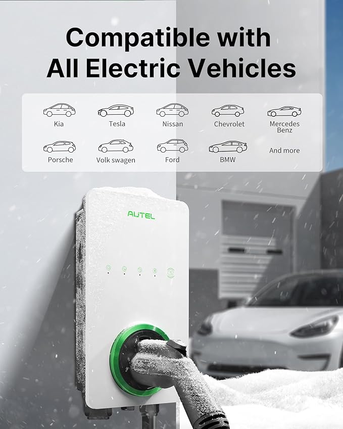 Autel Maxicharger Electric Vehicle (EV) Charger,240V Indoor/Outdoor Car Charging Station with Level 2, White