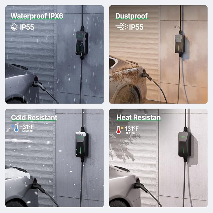 CALION Level 2 EV Portable Charger, 32 Amp Electric Vehicle Charger - 240V Charging Station, Indoor/Outdoor EV Charging for J1772 EVs, LED Indicator, NEMA 14-50 Plug, 25FT Cable