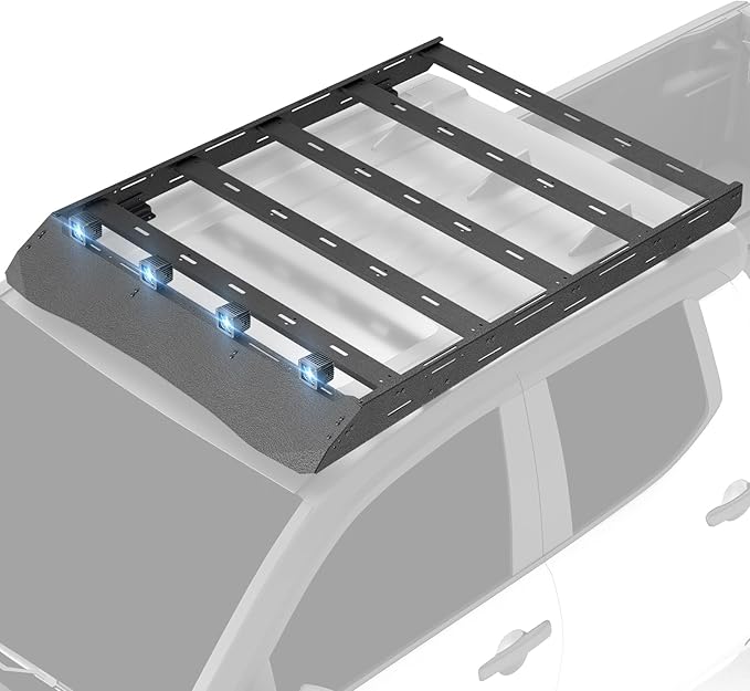 Roof Rack Cargo Basket Compatible with 2024-2025 Tacoma Crew Cab/Double Cab 4th Gen, Off-Road Truck Cargo Carrier Rooftop Luggage Storage Holder