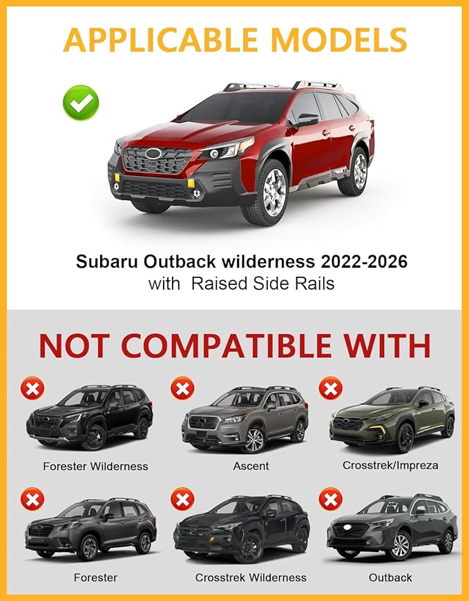 Tuyoung 300lbs Roof Rack Cross Bars Compatible with Subaru Outback Wilderness 2022-2026 (Only Fit Wilderness), Lockble Heavy Duty Aluminum Roof Crossbars Rooftop Luggage Racks