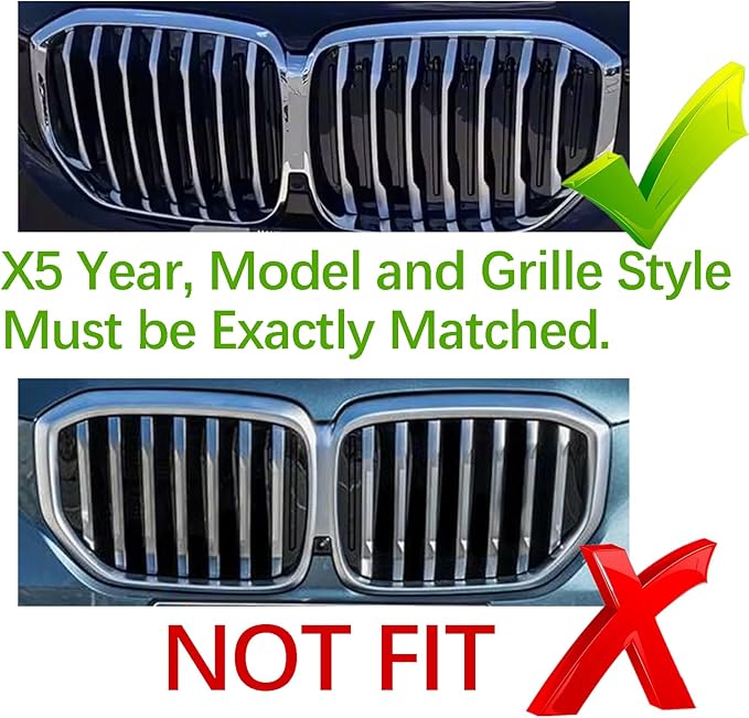 Automotive Grille Inserts compatible with BMW X5 G05 2019-2023 7-Beam only(not for dual style grilles),Front Grill Accessories