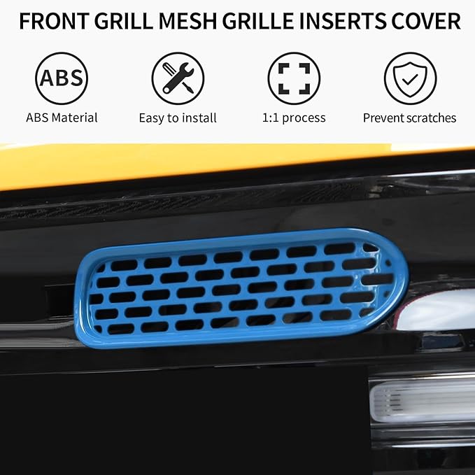 Front Grill Mesh Grille Inserts Cover Frame Trims Kit 6Pcs Fit for Ford Bronco 2021-2024 2/4 Door Exterior Accessories (Light Blue