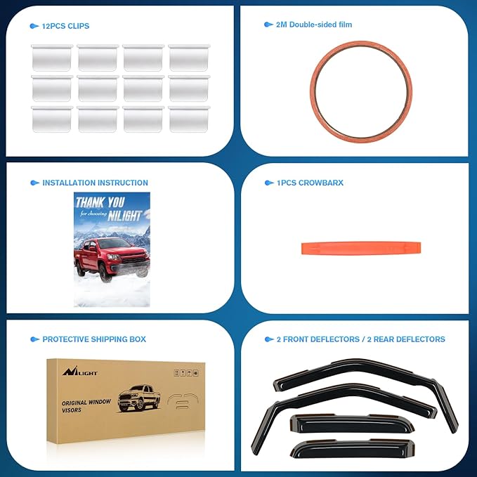 Nilight in-Channel Rain Guards for Ford F150 2021 2022 2023 2024 Super Cab, F250 F350 F450 F550 2023 2024 Super Duty Super Cab,Vent Window Visors, Original Window Deflectors-4PCS