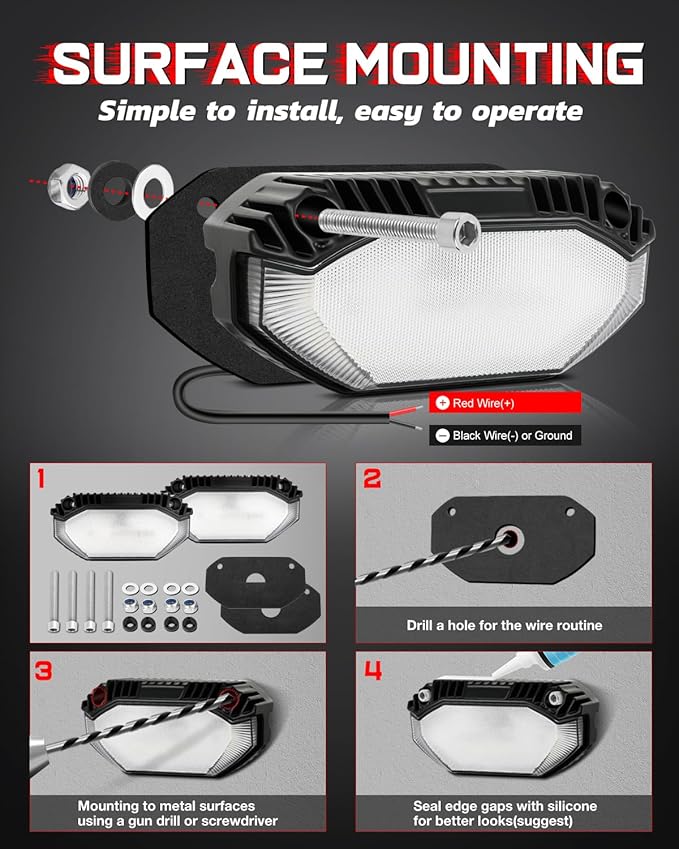 RV Lights Exterior LED Porch Light Aluminum 5 Inch, 12V 24V 4200LM Bright IP68 Waterproof LED Scene Cargo Lighting for RV Trailer Travel Camper 5th Wheels Motorhome UTV SUV Truck - 2 Packs