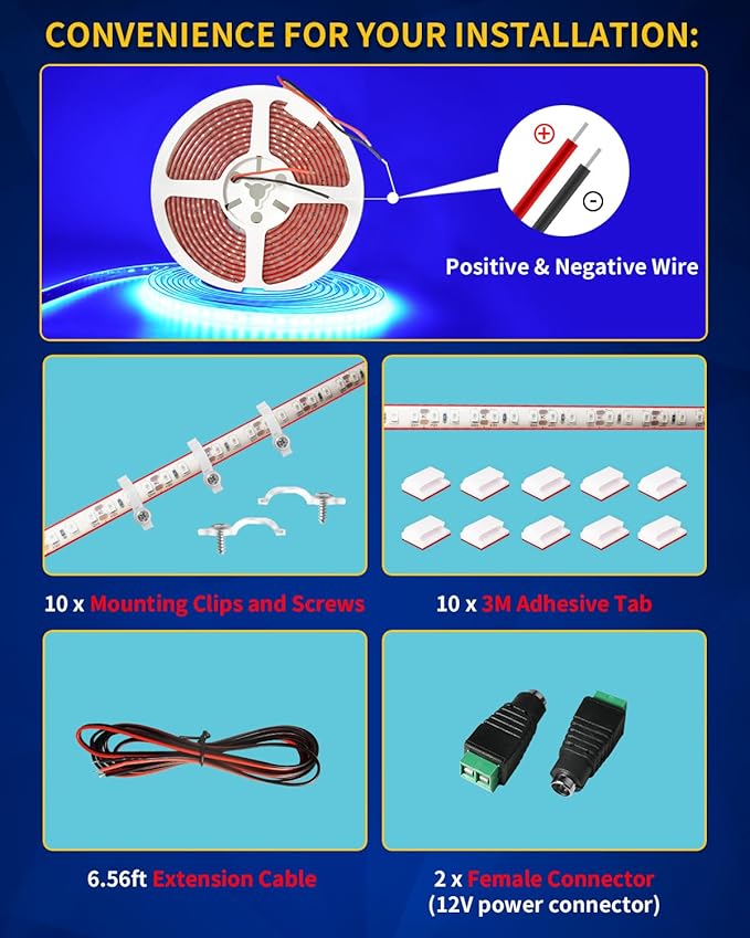 RV Awning Led Lights,12V 16.4FT RV Outside Light,Waterproof Underglow Led Light Kit for Home Camper Motorhome Travel Trailer Concession Stands Food Trucks Strip Light,Blue