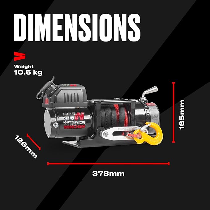 Warrior Winches Ninja 4500 lbs - Premium 12V Electric ATV/UTV Winch with Synthetic Rope, Compact and Powerful 12 Volt ATV Winch - Comes with Wireless Remote - Perfect for ATV, UTV, Boat, Trailer