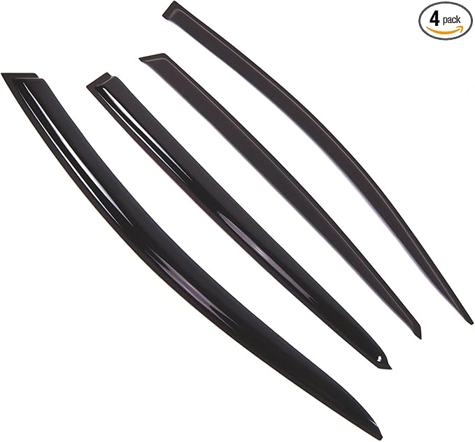 TuningPros Outside Mount Window Vent Visors Rain Guards Compatible with Kia Optima 2010-2015 | Side Window Wind Deflectors Rain Shields | Smoke Tinted, 4 Pcs Set, DGWV-563
