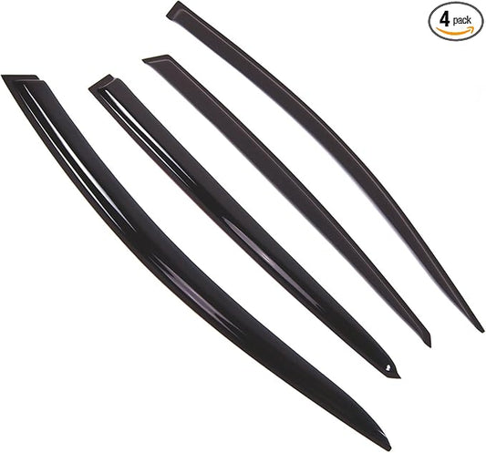 TuningPros Outside Mount Window Vent Visors Rain Guards Compatible with Kia Optima 2010-2015 | Side Window Wind Deflectors Rain Shields | Smoke Tinted, 4 Pcs Set, DGWV-563