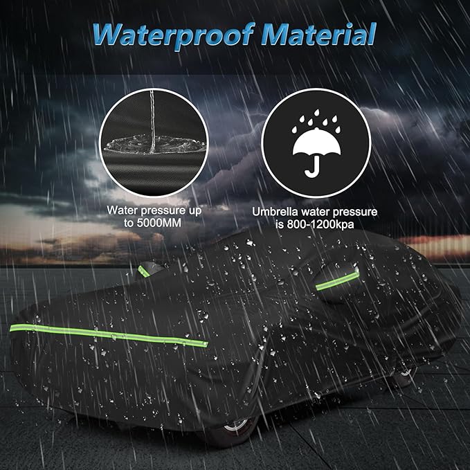 Waterproof Car Covers for Chevrolet II Nova/Nova SS 350/350 SC Sedan/Coupe 1962-1974,420D Oxford Cloth Sun Heat Protection Outdoor Full Covers with Driver Side Zipper Windproof Heavy Duty All Weather