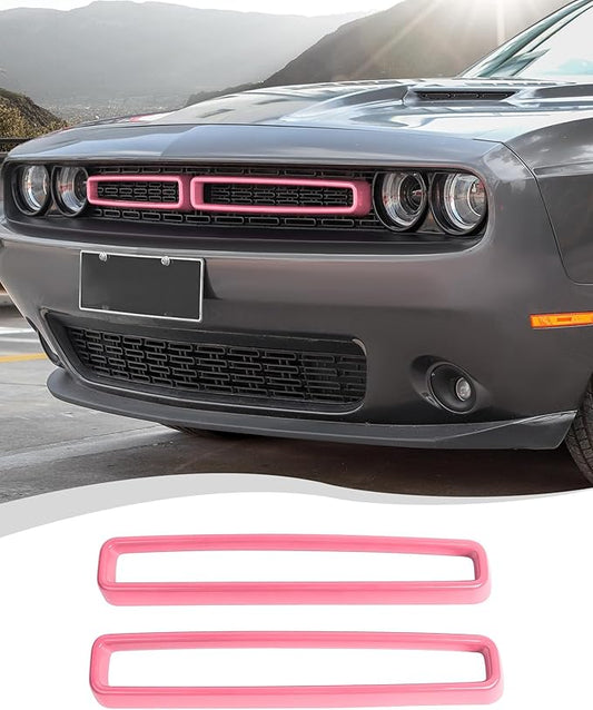 Hoolcar Front Grille Radiator Grille Insert Cover Grillwork Trim Compatible with Dodge Challenger 2015-2024, Exterior Accessories, Pink, 2pcs