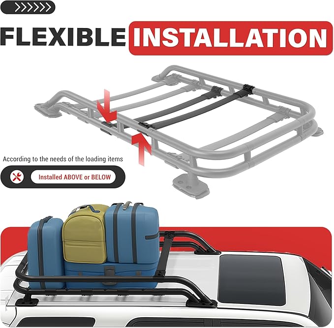 ECOTRIC Roof Rack Cargo Basket Compatible with 2010-2023 Toyota 4Runner Sport Utility 4-Door, Rooftop Luggage Carrier Extra Space Bars Black Powder Coated