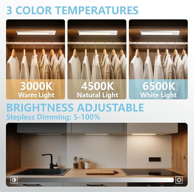 2 Pack Motion Activated RV Step Lights, USB Rechargeable 72 LED Rv Light Camping Camper Lights Adjustable 3 Color for Motorhome Travel,Travel Trailers, Camper (White