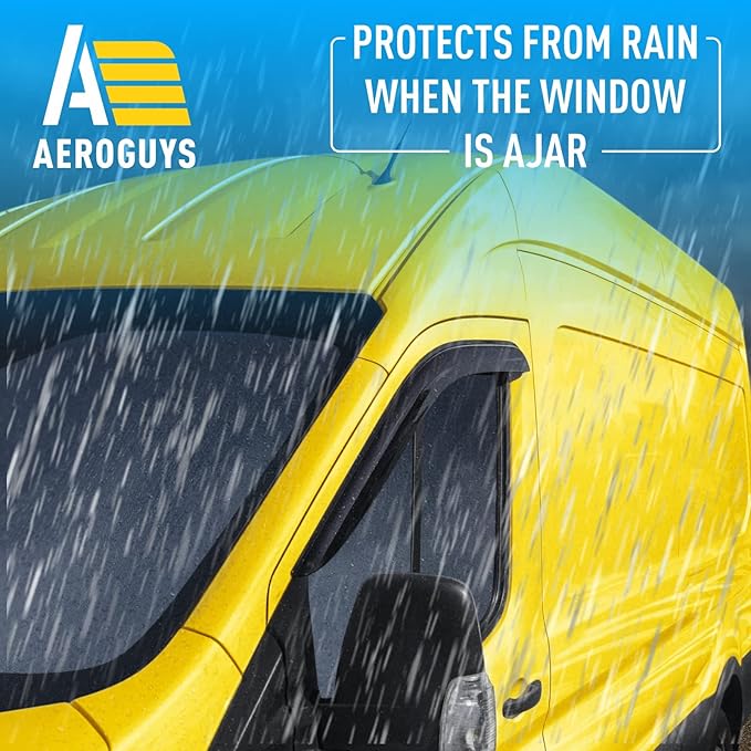 Extra Durable Window Deflectors Tape-On Window Visors Rain Guards Fit for Ford Transit 2014-2026, Sun Visors, Wind Vent for Shades, Exterior Car Accessories - 2pcs. AG0875