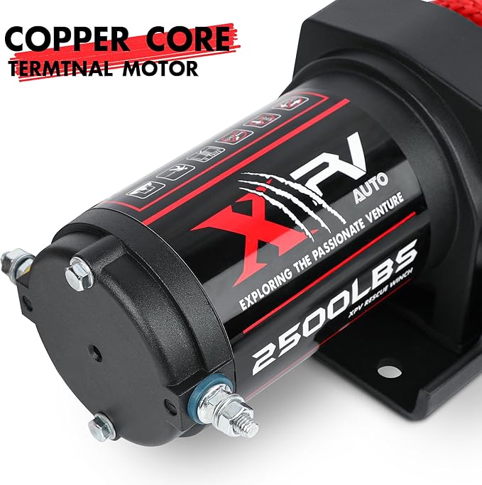 2500lbs Electric Winch 12V Synthetic Rope Nylon Towing Winches for ATV UTV Boat Trailer