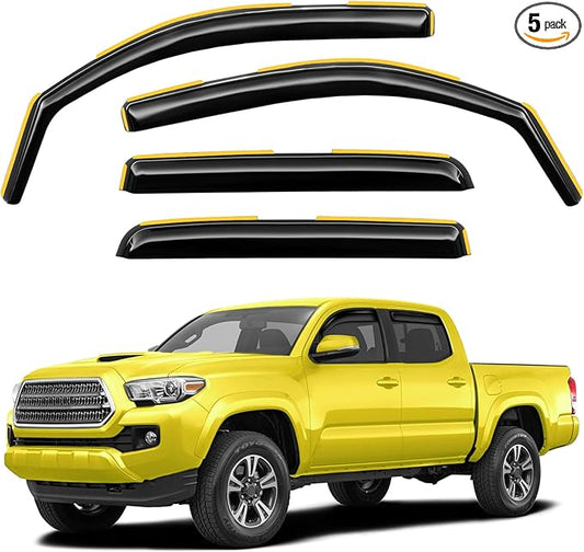 in-Channel Window Rain Guards Fit for Toyota Tacoma Double Cab 2016-2023 Rain Guard Extra Durable Window Deflectors Vent Visors Vent Shades Exterior Truck Accessories