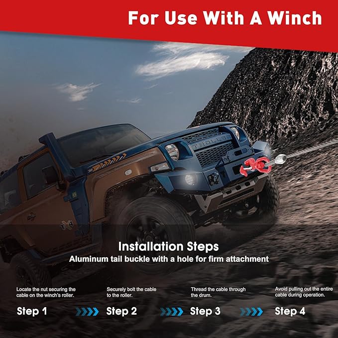 Steel Winch Cable,3/8" x 50' Wire Rope with Swivel Hook,17637 Lbs Breaking Strength,6x19 Strand Core Steel Towing Cable for Tow Truck,Crane,Wrecker