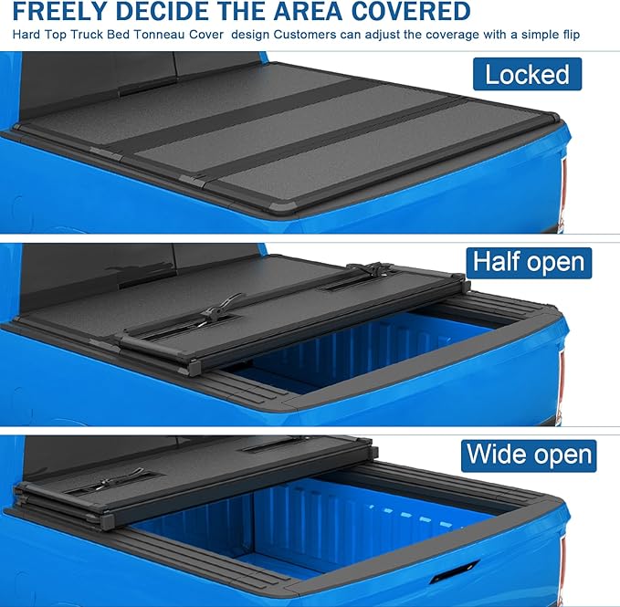 Hard Tri-Fold Truck Bed Tonneau Cover Compatible with 1994-2018 Dodge Ram 1500 2500 3500 & 2019-2023 Dodge Ram 1500 Classic 8FT Bed w/o RamBox