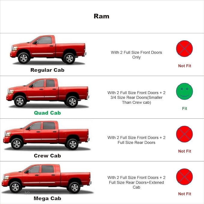 94101 Side Window Visor Wind Vent Deflector, 4pcs Out-Channel Tape-On Nice Rain Guards Set fit for 2009-2018 Dodge Ram 1500;2019 Ram 1500 Classic Extended Cab Quad Cab