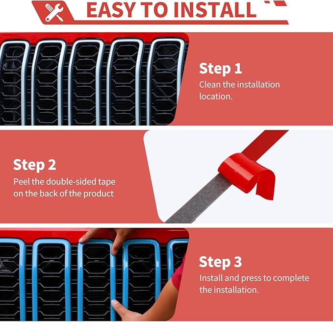 Front Grill Inserts Front Headlight Cover Kit fit for Jeep Wrangler JL JLU Gladiator JT 2024+ Exterior Accessories,Light Blue