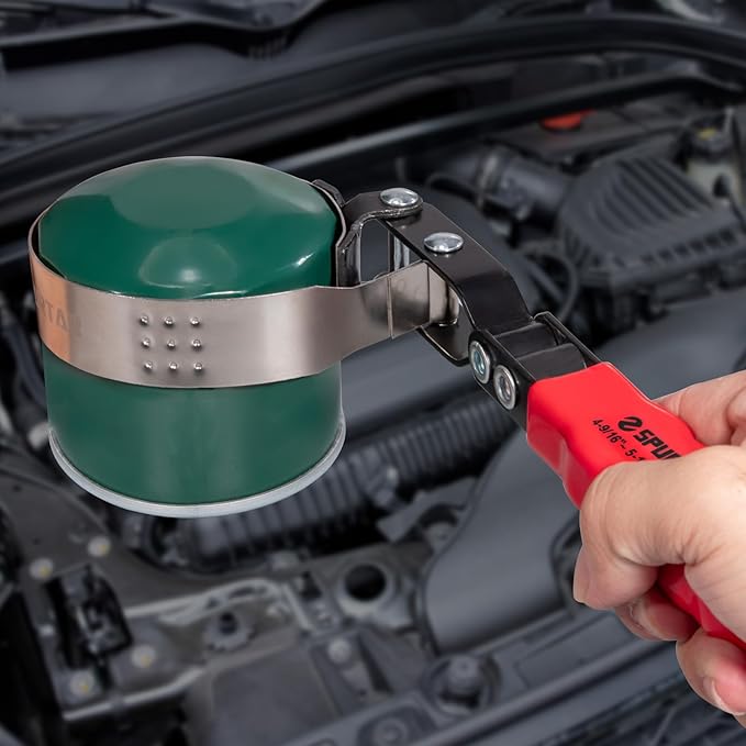 Spurtar Large Oil Filter Wrench, Swivel Oil Filter Removal Tool, Fits Filters 4-9/16" to 5-1/4" (116-133mm) for 4S Shop Auto Repair Mechanic DIY Generator Small Engine