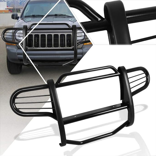 Compatible with Jeep Liberty KJ 2002-2007 Front Bumper Brush Grille Guard Protector,Coated Black