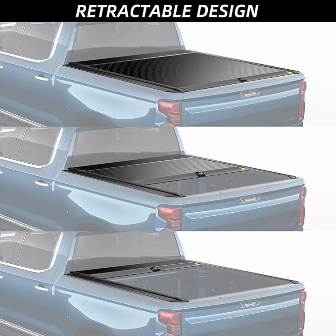 Retractable Truck Bed Tonneau Cover for 2014 2015 2016 2017 2018 2019 2020 2021 2022 2023 2024 2025 2026 Chevy Silverado/GMC Sierra 1500 (5'8" /69" Bed) Truck Bed Cover Password Lock