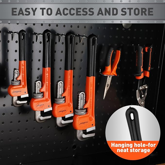 HORUSDY 10-Inch Heavy Duty Straight Pipe Wrench, Quick-Adjust Sturdy Plumbers Wrench with Soft Grip Handle, Straight Jaw Plumbing Tool for Pipe, Household Use, Vehicle Repair