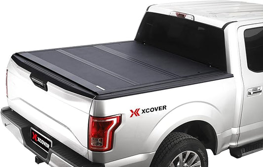 XCOVER Hard Folding Tonneau Cover, Compatible with 2020 2021 2022 2023 2024 2025 Chevy/GMC 2500/3500 6' 8" Box w/o Bedside Storage Box