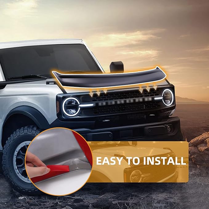 Hood Deflector Hood Protector Fits for Ford Bronco 2021 2022 2023 2024 2025 2/4-Door, Hood Shields Bug Deflector Stone Guard Cover, Black