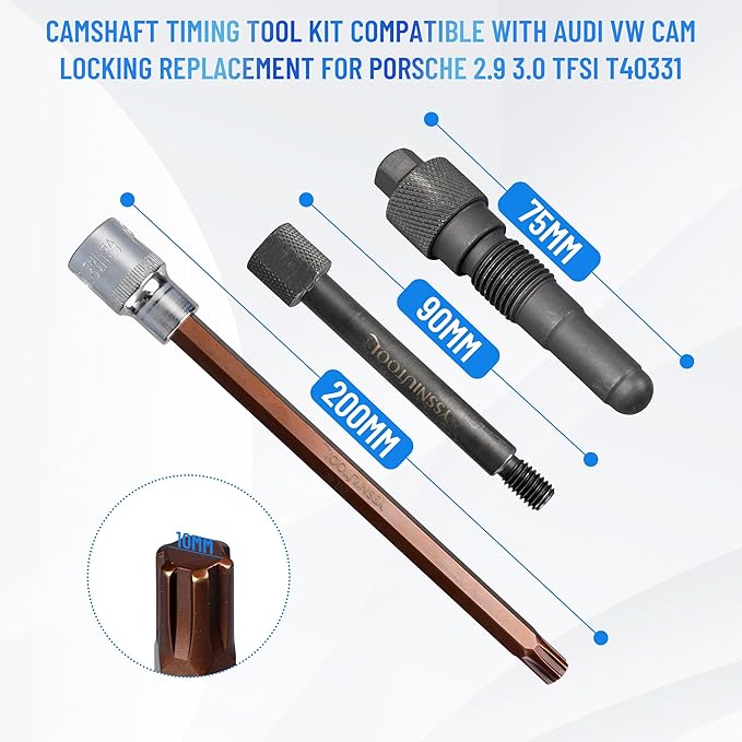 Engine Camshaft Locking Timing Tool Set Fit for Audi Porsche 3.0T 2.9T Hybrid Version CXT EA839 Engine,Camshaft Locking Device Tool, T40331,Mounting Removal Socket T40382,T90002