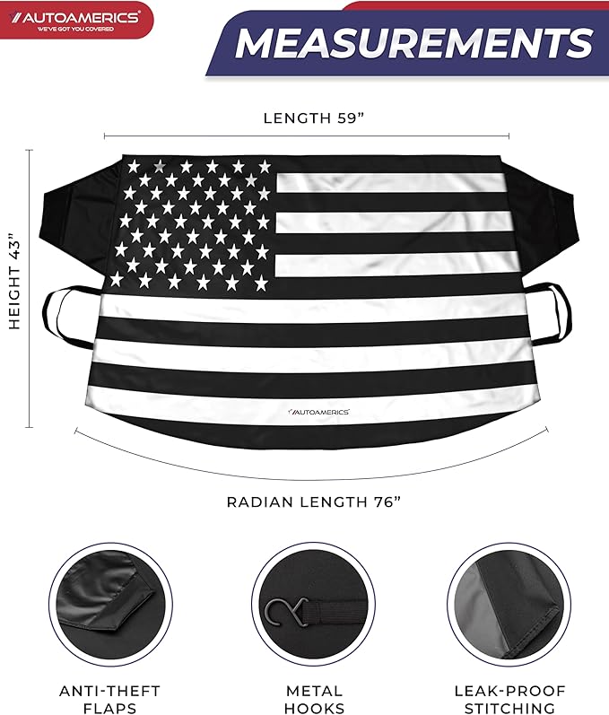 AUTOAMERICS Windshield Snow Cover - Windshield Cover for Ice and Snow - Waterproof Shield Window Protector for Car Truck SUV