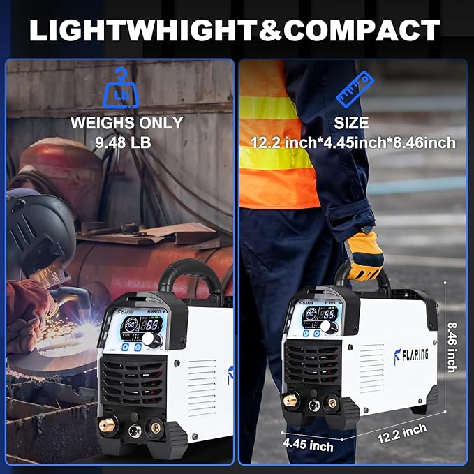 FLARING FC650D PLUS Plasma Cutter 65 AMP Touch Arc Plasma Cutter Machine 120/240V Dual Voltage, Digital Display, High Frequency IGBT Inverter, Post Air/2T/4T, 5/8" Clean Cut with Consumable