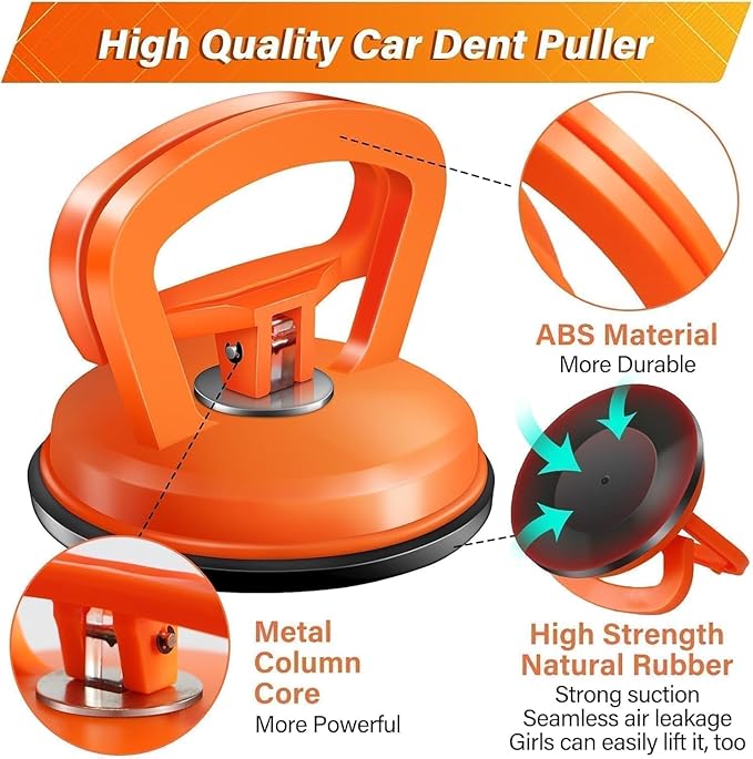 Dent Puller,Car Dent Puller 3 Pack Dent Remover Tool Dent Removal Kit for Car Suction Cup Dent Puller and Dent Repair Kit for Car Body,Screen,Tiles Lifting,Objects Moving(Orange+Yellow+Black)