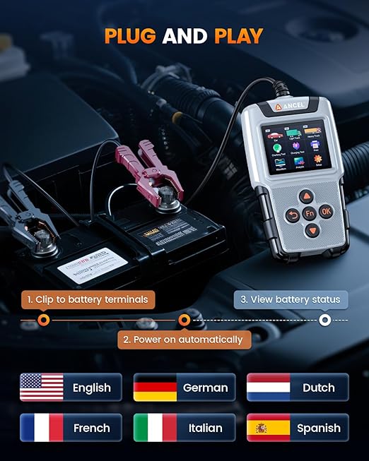 ANCEL BA101 Pro Car Battery Tester 24V 12V with Color Display, Cranking & Charging System Automotive Battery Load Analyzer for Car, Truck, SUV, RV, Boat, Heavy Duty Vehicles