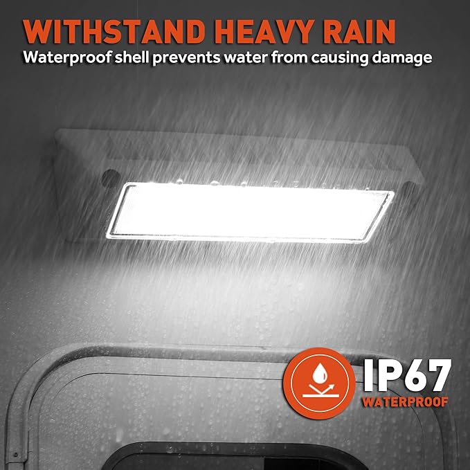 LED RV Exterior Porch Utility Light White Waterproof 10-30V DC Low Current 9" Lighting Fixture 54W 2000LM Aluminum Base led Scene Lighting for RV, Trailer, Camper(6000K Nature White)